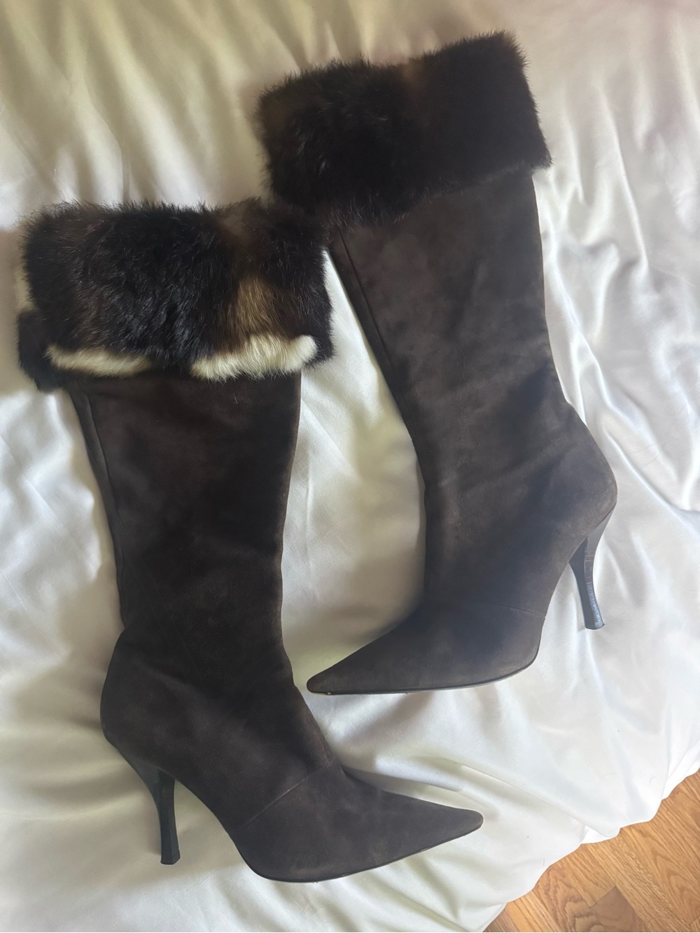 RARE Garolini Italian Vintage Genuine Fur Suede Boots